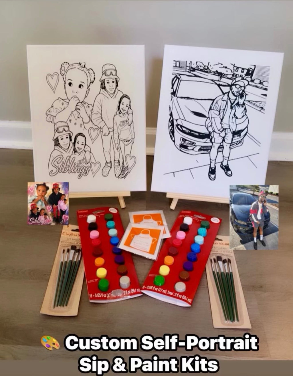 Custom Self-Portrait Sip & Paint Kits