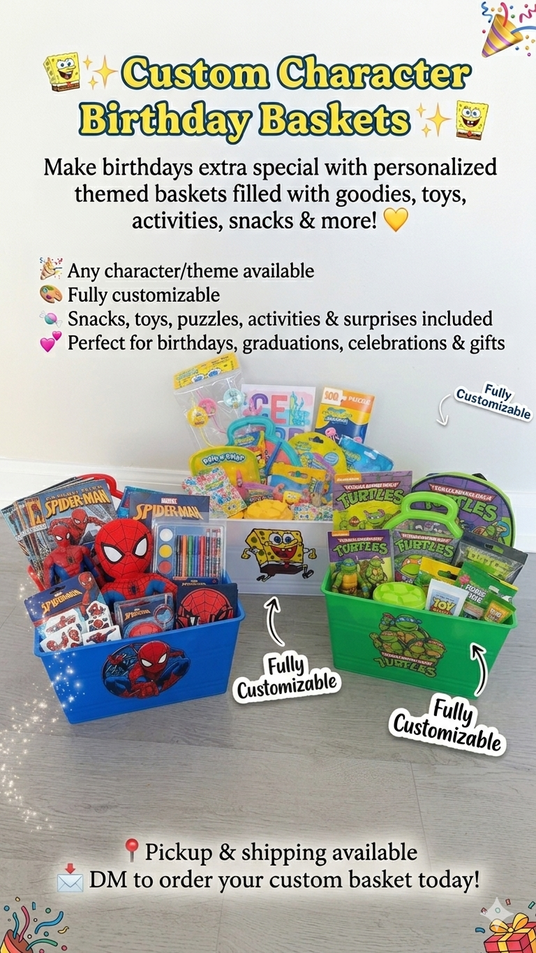 Custom Character Birthday Baskets