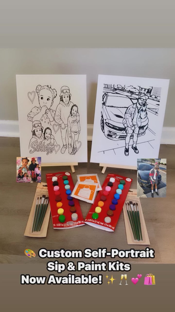Custom Self-Portrait Sip & Paint Kits